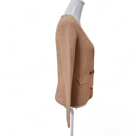 Roem Size Unknown (S/M?) Tan with Copper Metalling Threading Knit Cardigan - Picture 4 of 12